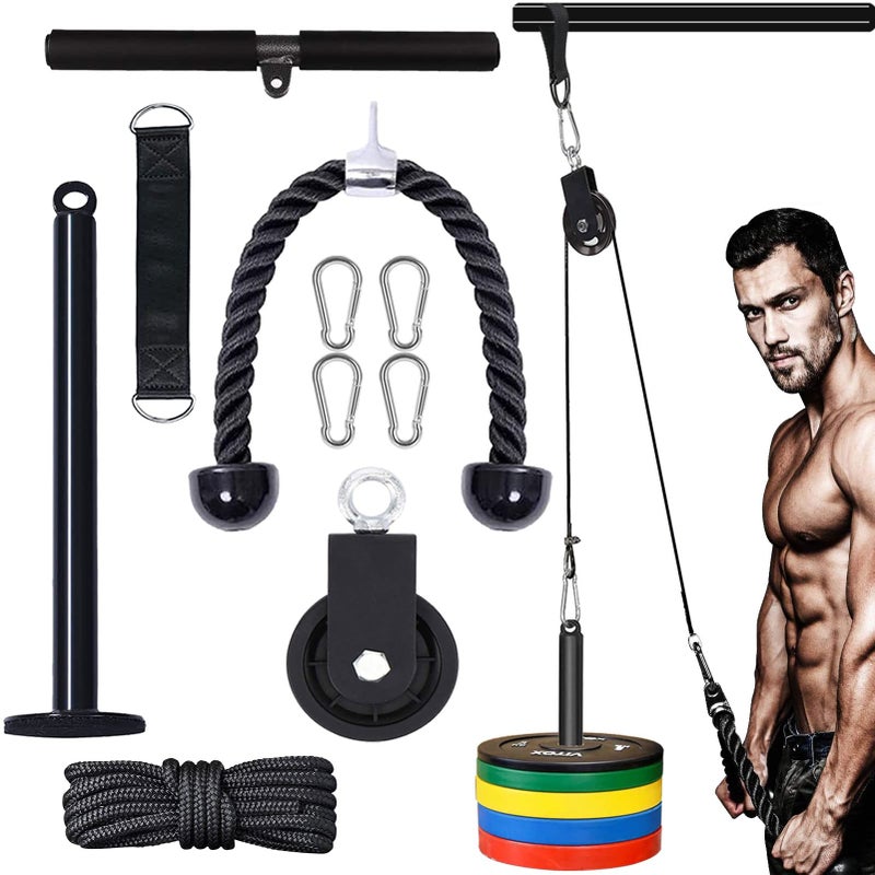Monfasye Mtgluk Cable Pulley System Upgraded DIY LAT and Lift Weight Pulley Machine Attachment Home Gym Forearm Wrist Roller for Triceps Pull Downs Biceps Curl Forearm Shoulder (Nylon 100'') - Image 1